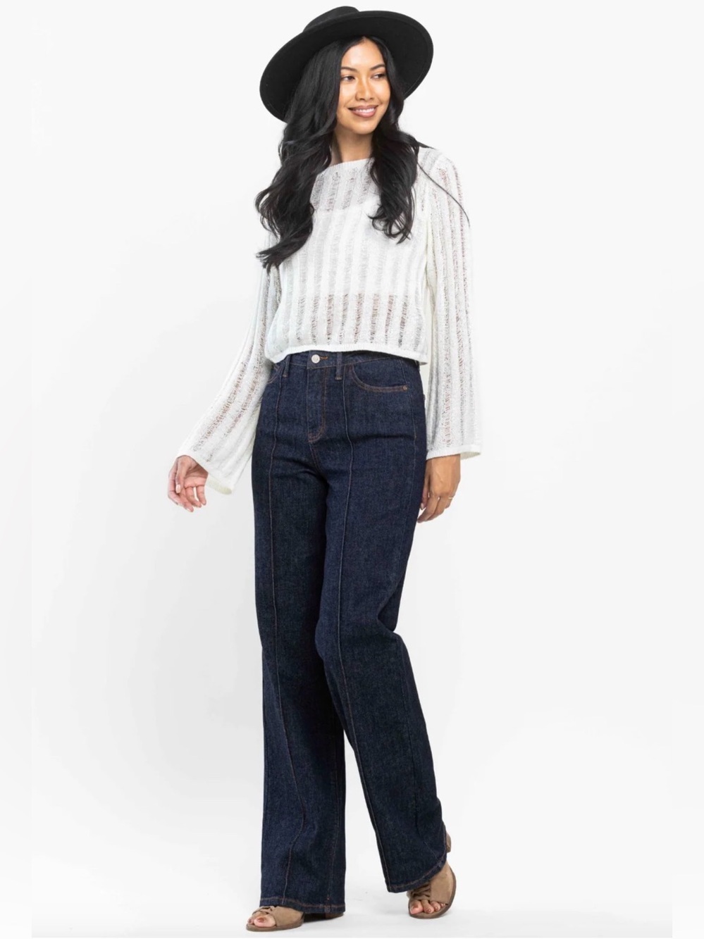 NWT Judy Blue Front Seam high rise Wide Leg Mom Jeans size 15 / 32